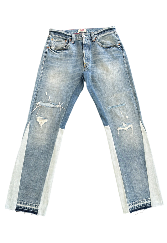 Blue Destroy Flare Denim
