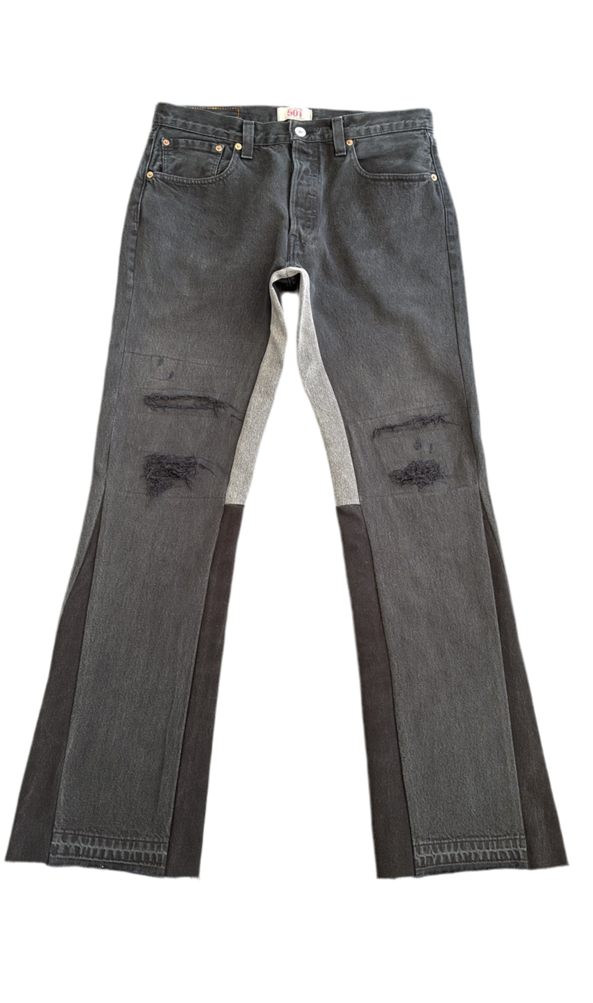 Black Destroy Flare Denim