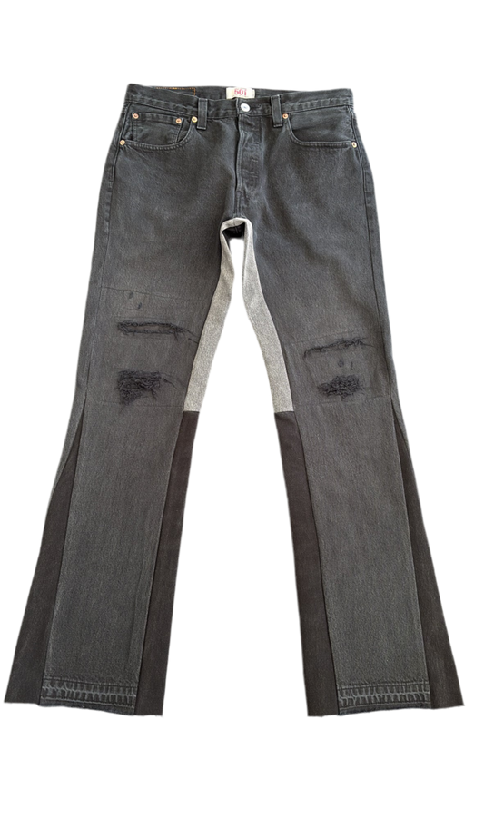 Black Destroy Flare Denim