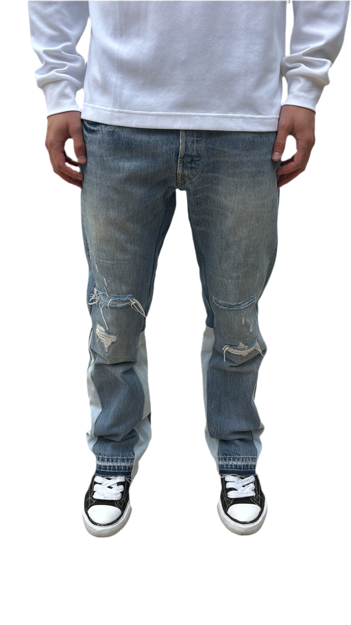 Blue Destroy Flare Denim