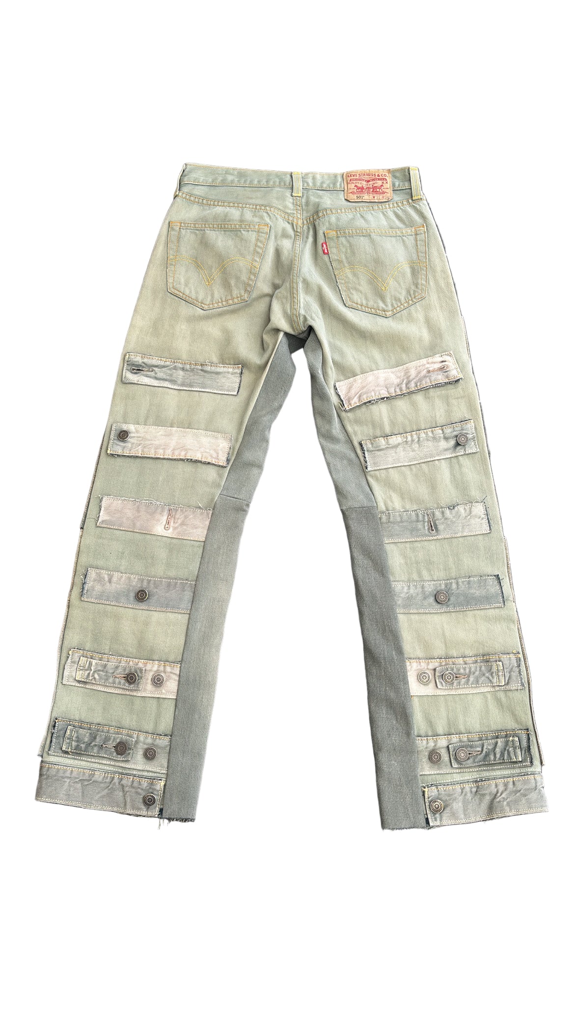 Kaki Washed Double Jacket Denim