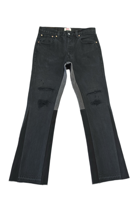 Black Destroy Flare Denim
