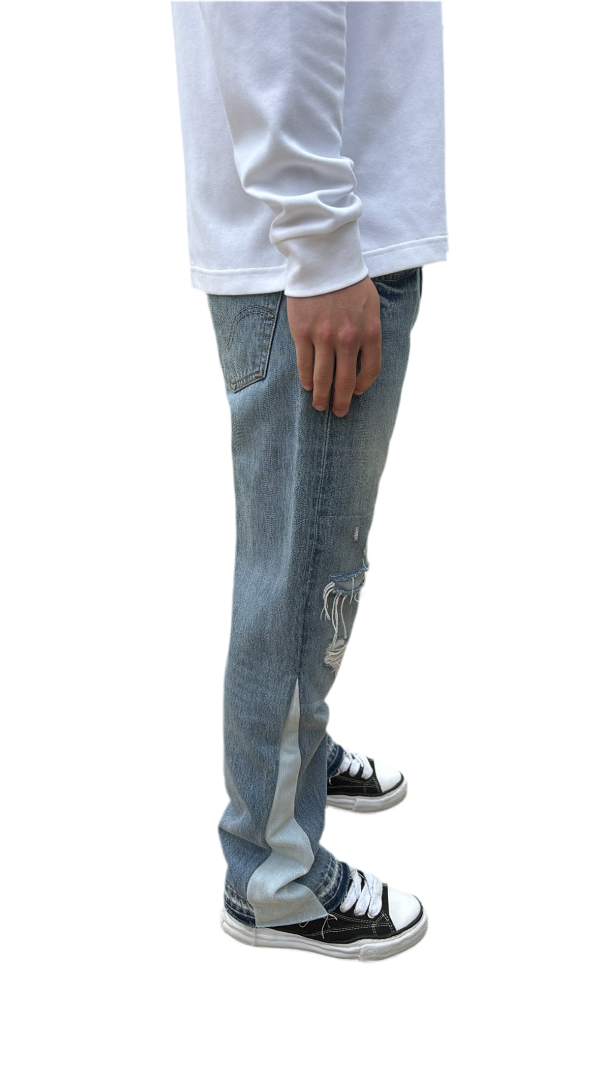 Blue Destroy Flare Denim
